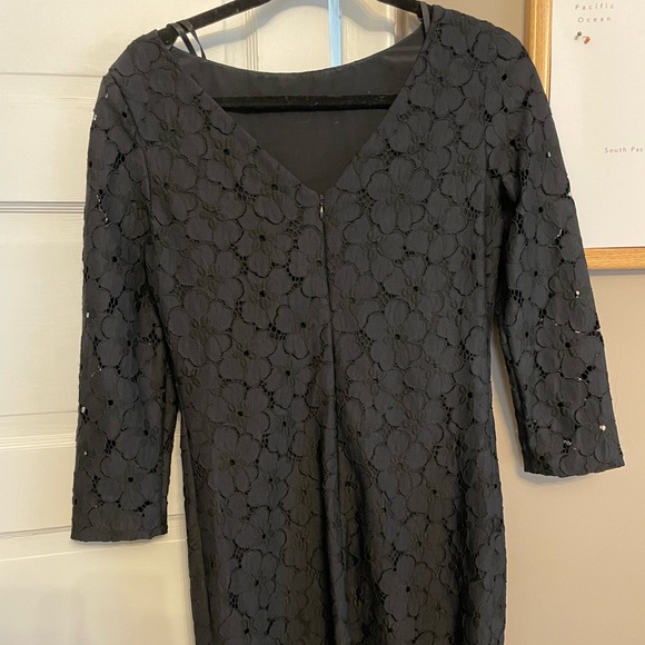 diane von furstenberg black lace flower dress - Picture 2 of 5